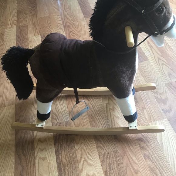 Musical rocking horse brown color for kids - Picture 3 of 6